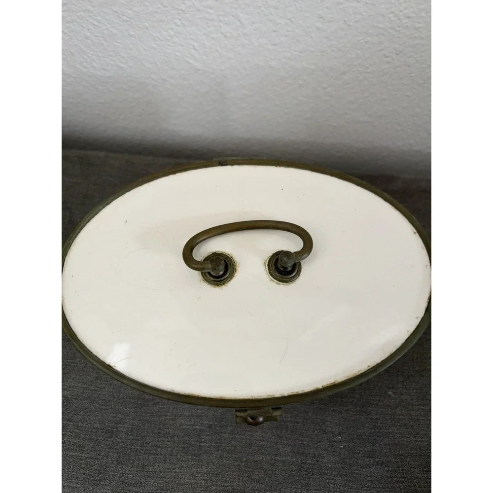 Rare Antique White Porcelain Ceramic Round Hinged Storage Box 8